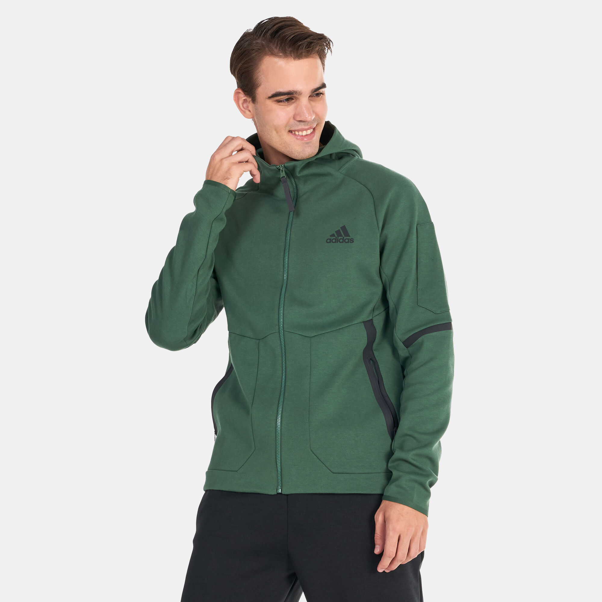 Green adidas zip up jacket best sale