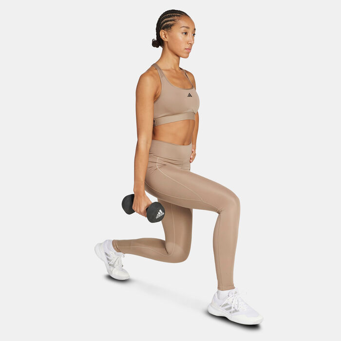 adidas Women's Optime Essentials Training Leggings Brown adidas Women's Optime Essentials Training Leggings Brown image number 2