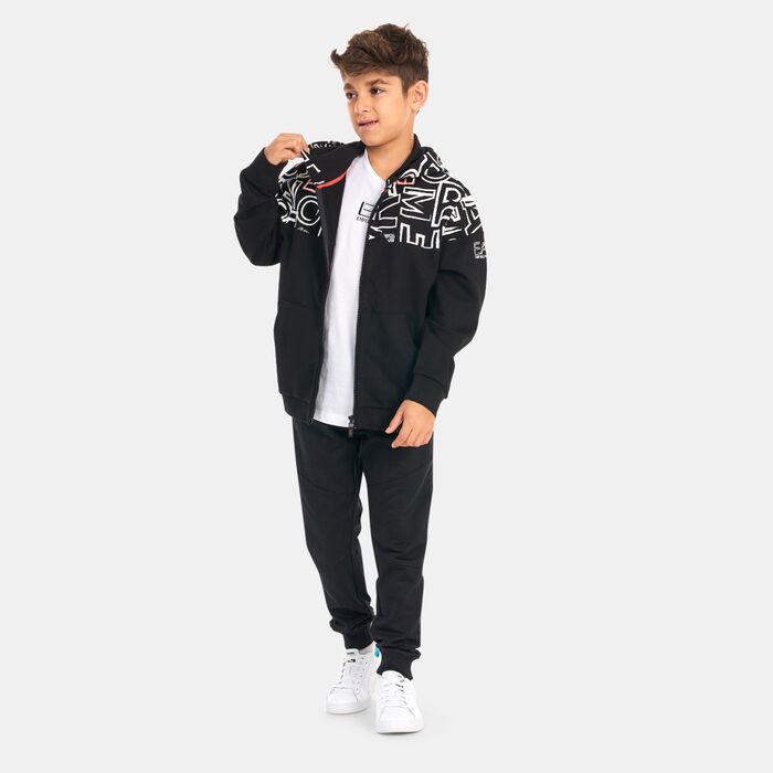EA7 Emporio Armani Kids' Logo Series Full-Zip Hoodie Black EA7 Emporio Armani Kids' Logo Series Full-Zip Hoodie Black image number 2