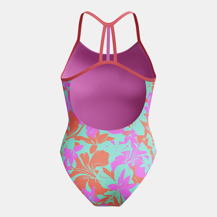 Speedo Kids' Allover Print Lane One-Piece Swimsuit Pink Speedo Kids' Allover Print Lane One-Piece Swimsuit Pink image number 1