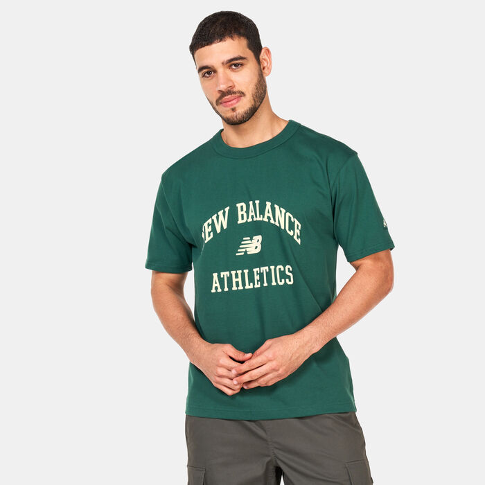 New Balance Men's NB Essentials Varsity Oversized T-Shirt Green New Balance Men's NB Essentials Varsity Oversized T-Shirt Green image number 0