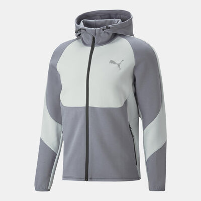PUMA Men's EVOSTRIPE Full-Zip Hooded Jacket Grey PUMA Men's EVOSTRIPE Full-Zip Hooded Jacket Grey