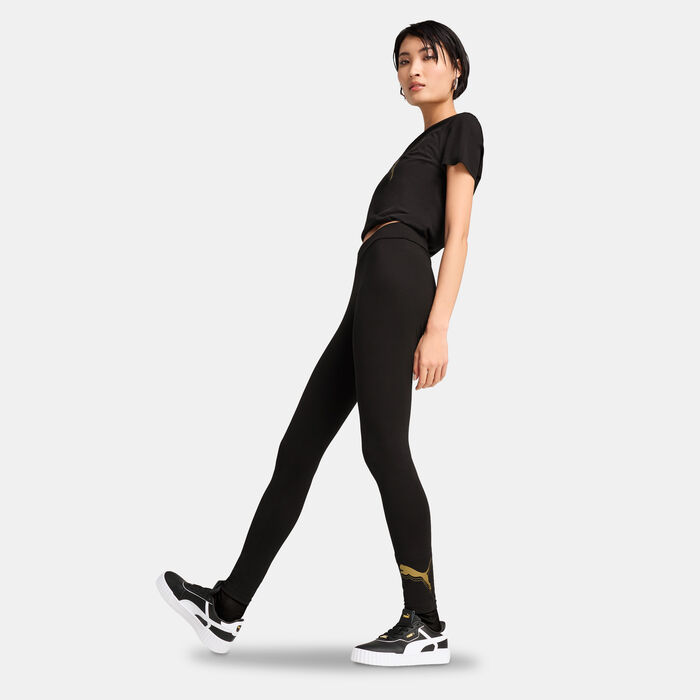 PUMA Women's ESS Metallic Leggings Black image number 2