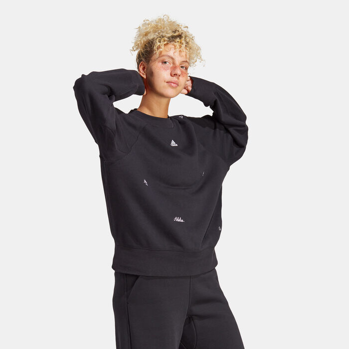 adidas Women's Oversized Crewneck Sweatshirt Black adidas Women's Oversized Crewneck Sweatshirt Black image number 1