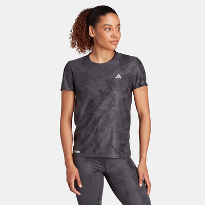 adidas Women's Ultimateadidas All Over Print Running T-Shirt Black