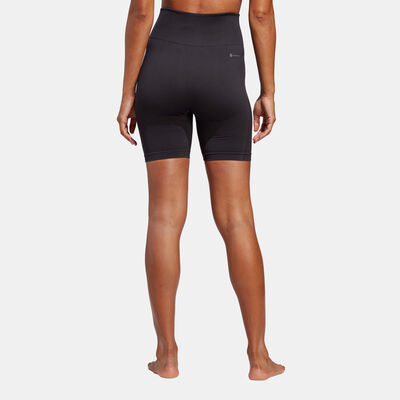 adidas Women's Yoga Studio AEROKNIT Bike Short Leggings Black