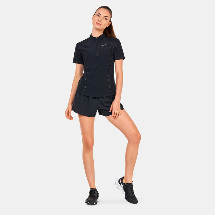 Nike Women's Dri-FIT Air Zip-Up T-Shirt Black Nike Women's Dri-FIT Air Zip-Up T-Shirt Black image number 2