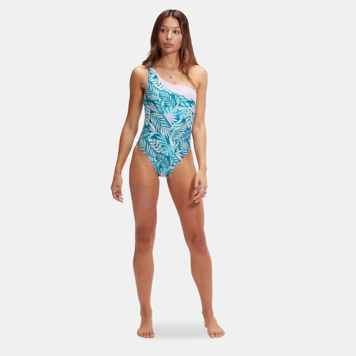 Speedo Women's Asymmetric One-Piece Swimsuit Blue Speedo Women's Asymmetric One-Piece Swimsuit Blue image number 2