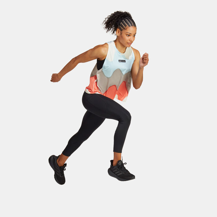 adidas Women's X Marimekko Run Icons Running Tank Top Blue adidas Women's X Marimekko Run Icons Running Tank Top Blue image number 2
