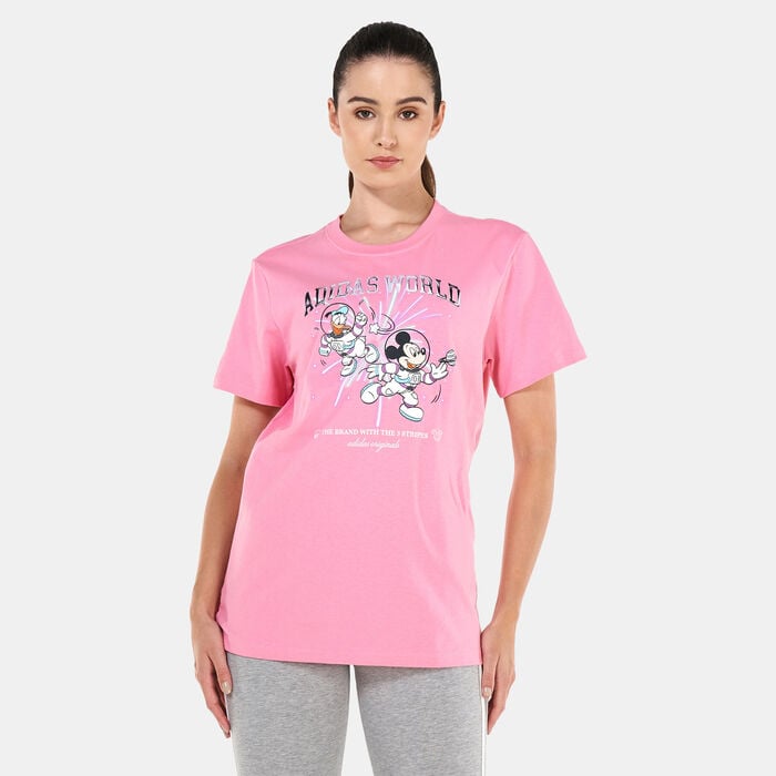 adidas Originals Women's Disney Graphic T-Shirt Pink adidas Originals Women's Disney Graphic T-Shirt Pink image number 0