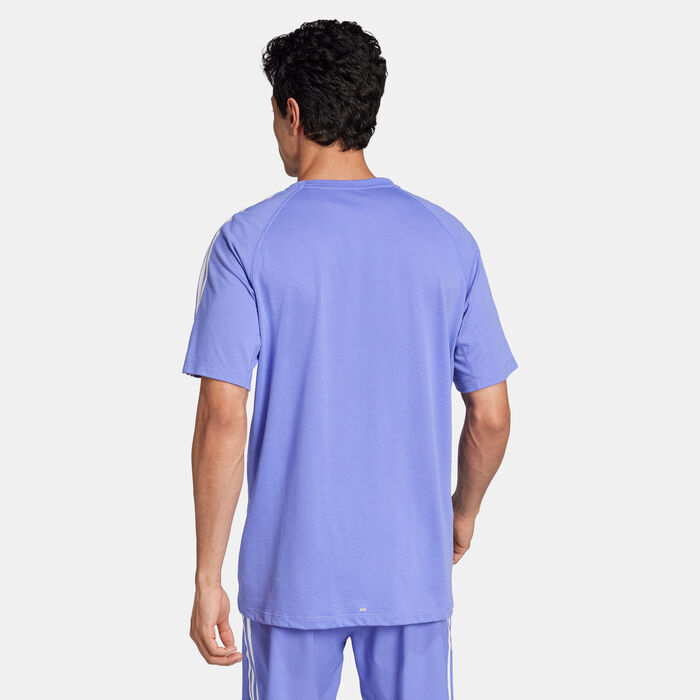 adidas Men's Own the Run 3-Stripes Running T-Shirt Blue adidas Men's Own the Run 3-Stripes Running T-Shirt Blue image number 1