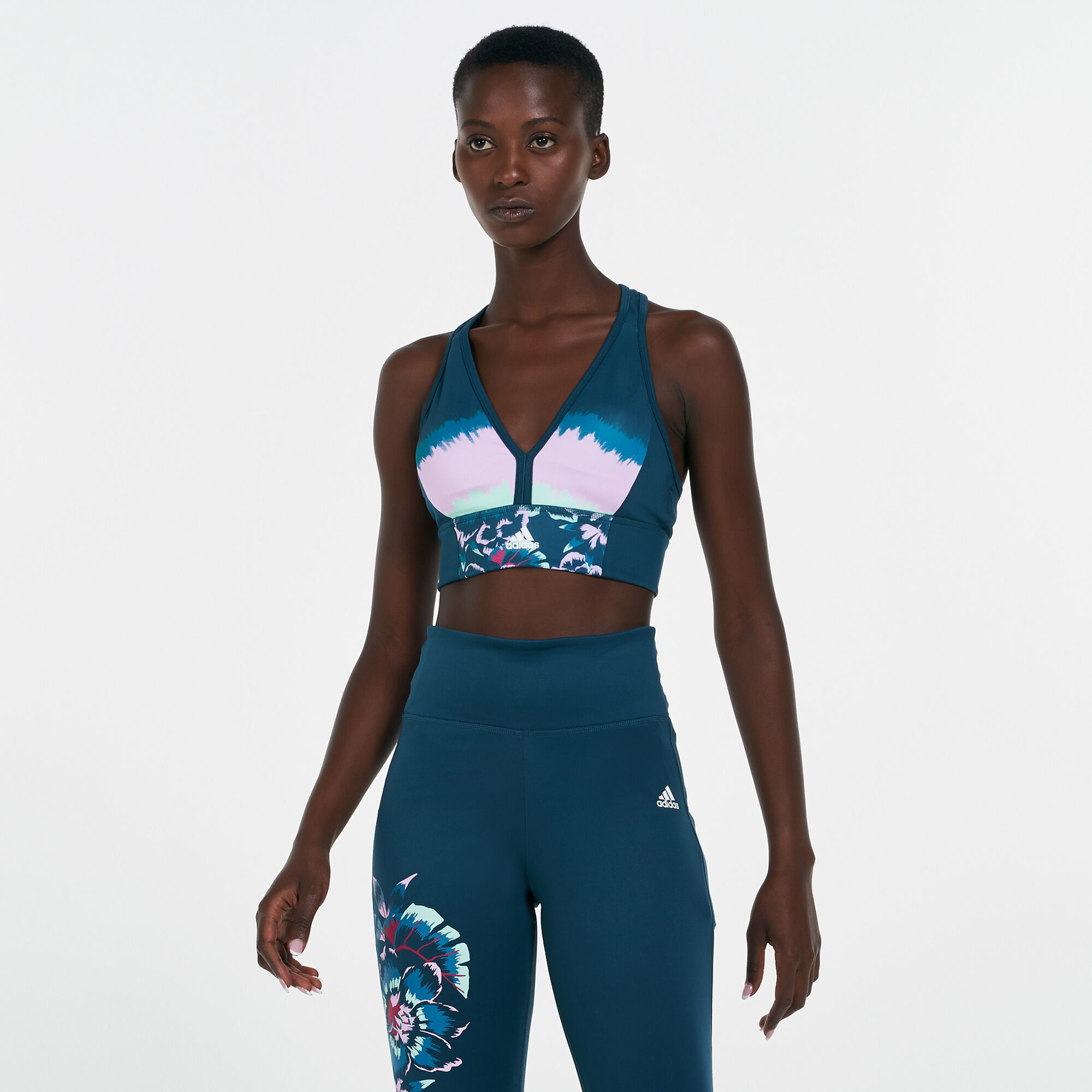 Adidas sports bra sales and shorts set