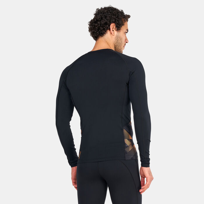 Speedo Men's Printed Long Sleeve Rashguard Black Speedo Men's Printed Long Sleeve Rashguard Black image number 1
