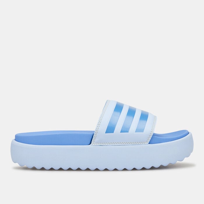 adidas Women's Adilette Platform Slides Blue adidas Women's Adilette Platform Slides Blue image number 1