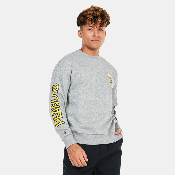 Converse Men's x Peanuts Fleece Crew Sweatshirt Grey Converse Men's x Peanuts Fleece Crew Sweatshirt Grey image number 0