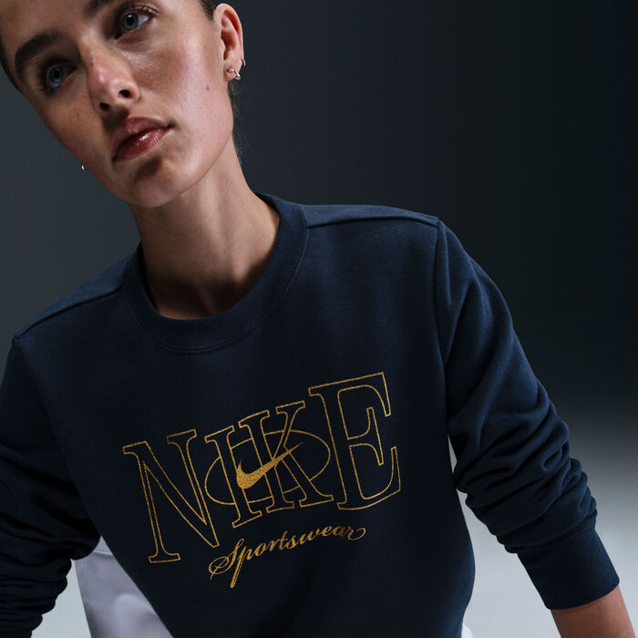 Nike Women's Sportswear Club Fleece Sweatshirt Blue Nike Women's Sportswear Club Fleece Sweatshirt Blue image number 2