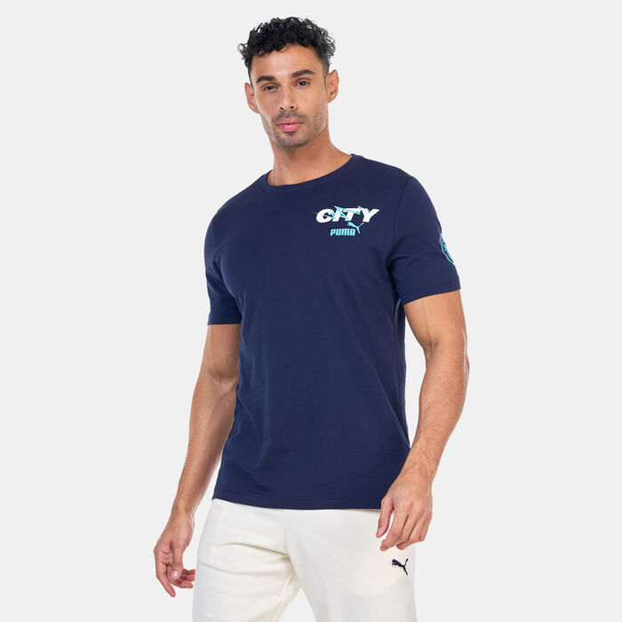 PUMA Men's Manchester City Ftblicons T-Shirt Blue image number 0
