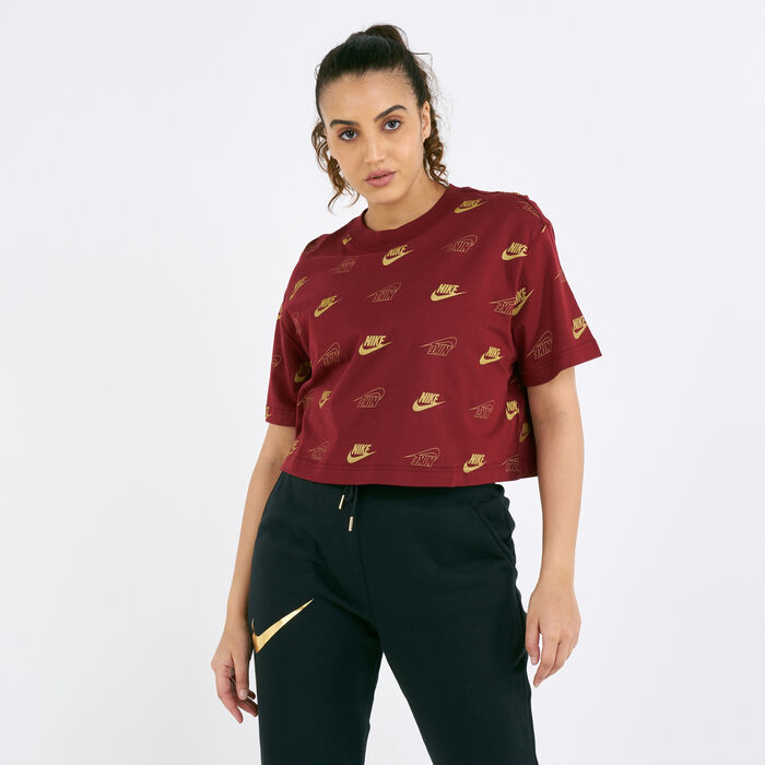 Nike Women's Sportswear Shine Cropped T-Shirt Red Nike Women's Sportswear Shine Cropped T-Shirt Red image number 0