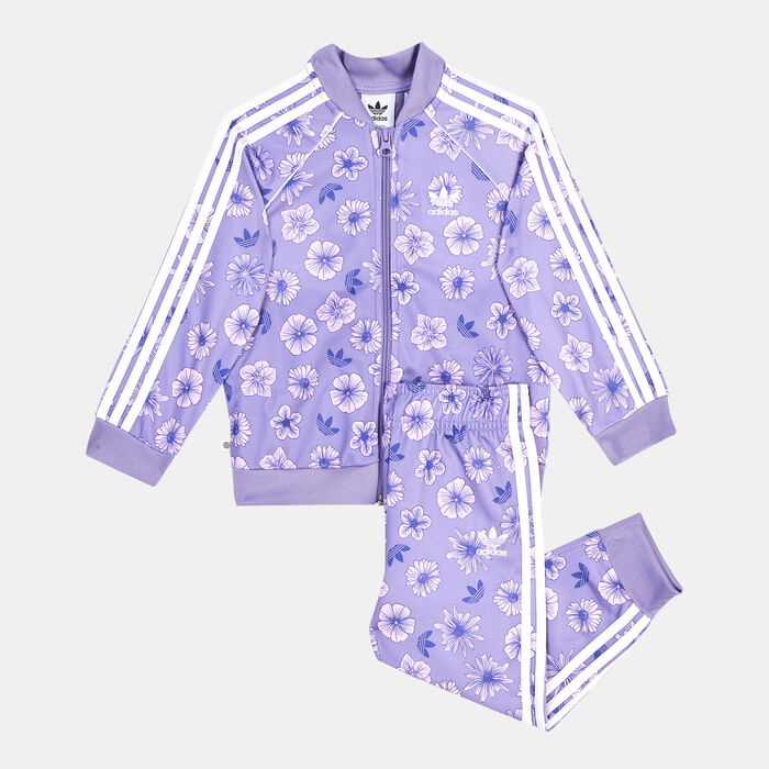 adidas Originals Kids' Floral Sweat Suit Set Purple adidas Originals Kids' Floral Sweat Suit Set Purple image number 0