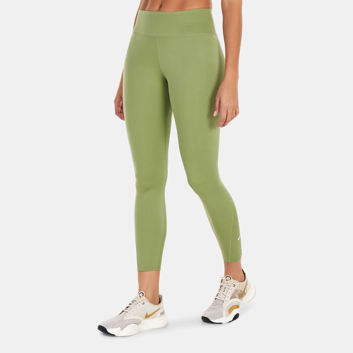Nike Women's One Mid-Rise 7/8 Mesh-Panelled Leggings Green Nike Women's One Mid-Rise 7/8 Mesh-Panelled Leggings Green image number 0