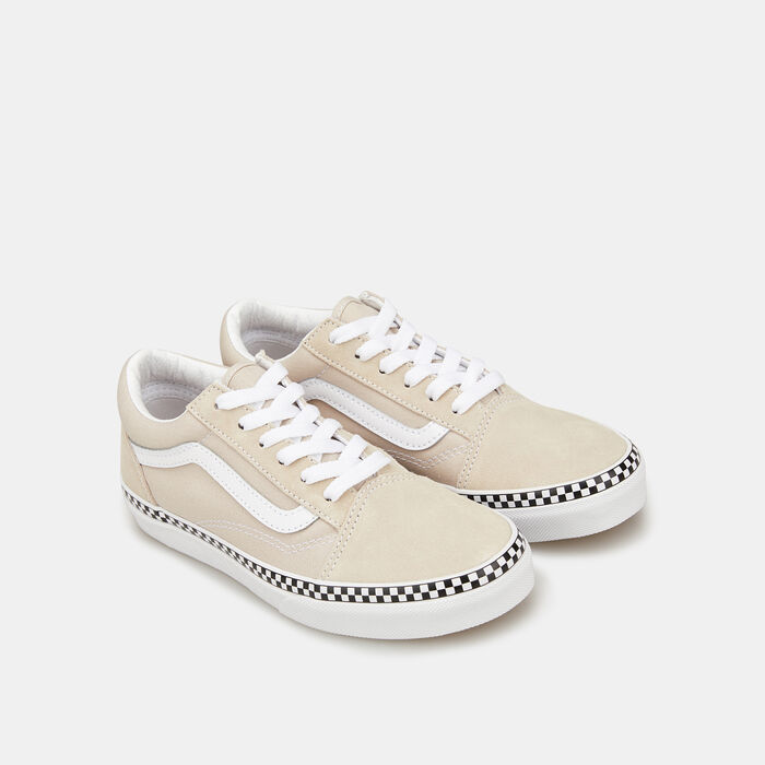 Vans Kids' Checkerboard Foxing Old Skool Unisex Shoe Beige image number 2