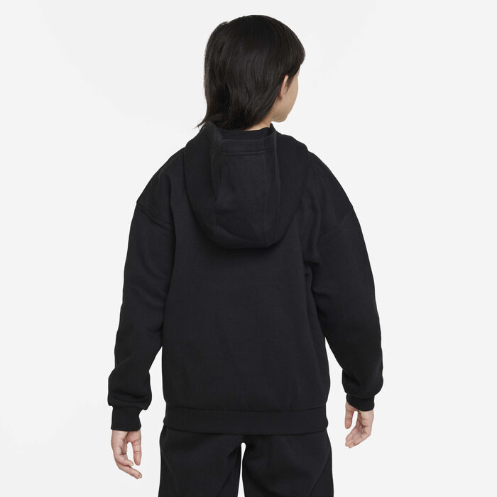 Nike Kids' Sportswear Club Fleece Oversized Full-Zip Hoodie Black Nike Kids' Sportswear Club Fleece Oversized Full-Zip Hoodie Black image number 1