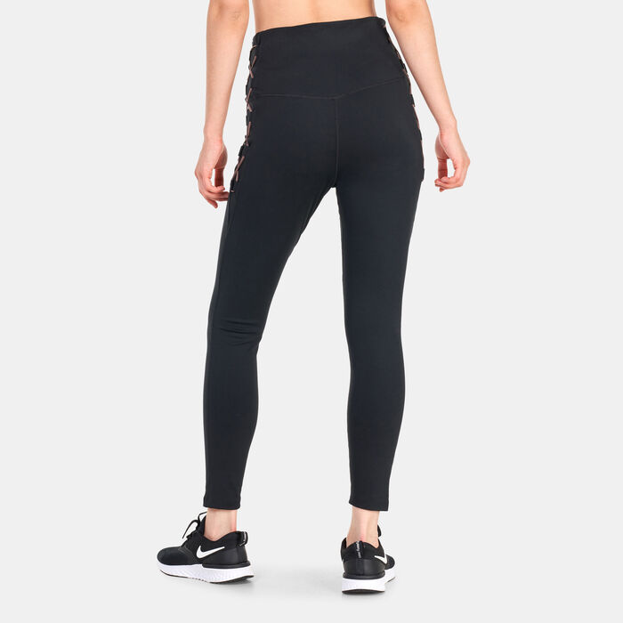 Nike Women's One High-Waisted 7/8 Lace-Up Leggings Black Nike Women's One High-Waisted 7/8 Lace-Up Leggings Black image number 1