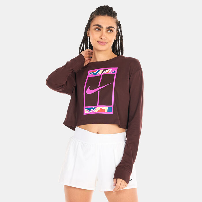 Nike Women's Dri-FIT Court Slam Crop Top Brown Nike Women's Dri-FIT Court Slam Crop Top Brown image number 0