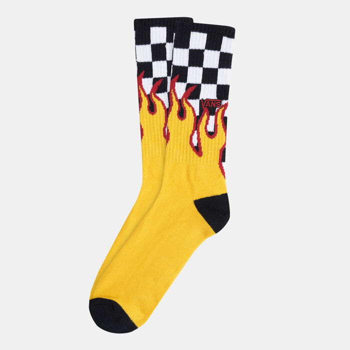 Vans Men's Flame Check Crew Socks Black Vans Men's Flame Check Crew Socks Black image number 0