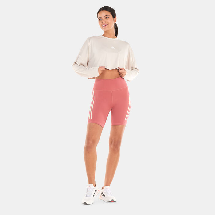 adidas Women's Hyperglam Cut 3-Stripes Lightweight Oversized Sweatshirt Beige adidas Women's Hyperglam Cut 3-Stripes Lightweight Oversized Sweatshirt Beige image number 2