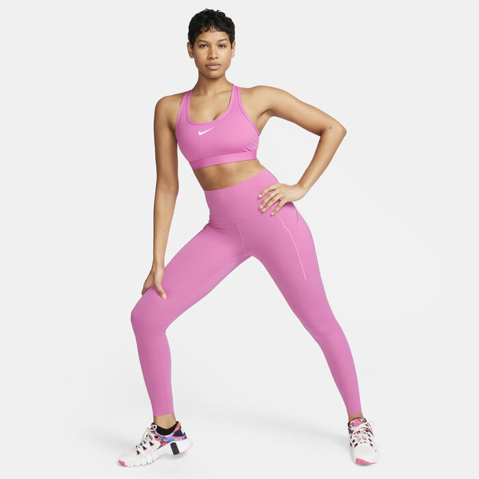 Nike Women's Dri-FIT Swoosh Medium-Support Training Sports Bra Pink Nike Women's Dri-FIT Swoosh Medium-Support Training Sports Bra Pink image number 11