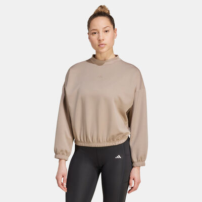 adidas Women's Yoga Essentials Sweatshirt Brown adidas Women's Yoga Essentials Sweatshirt Brown