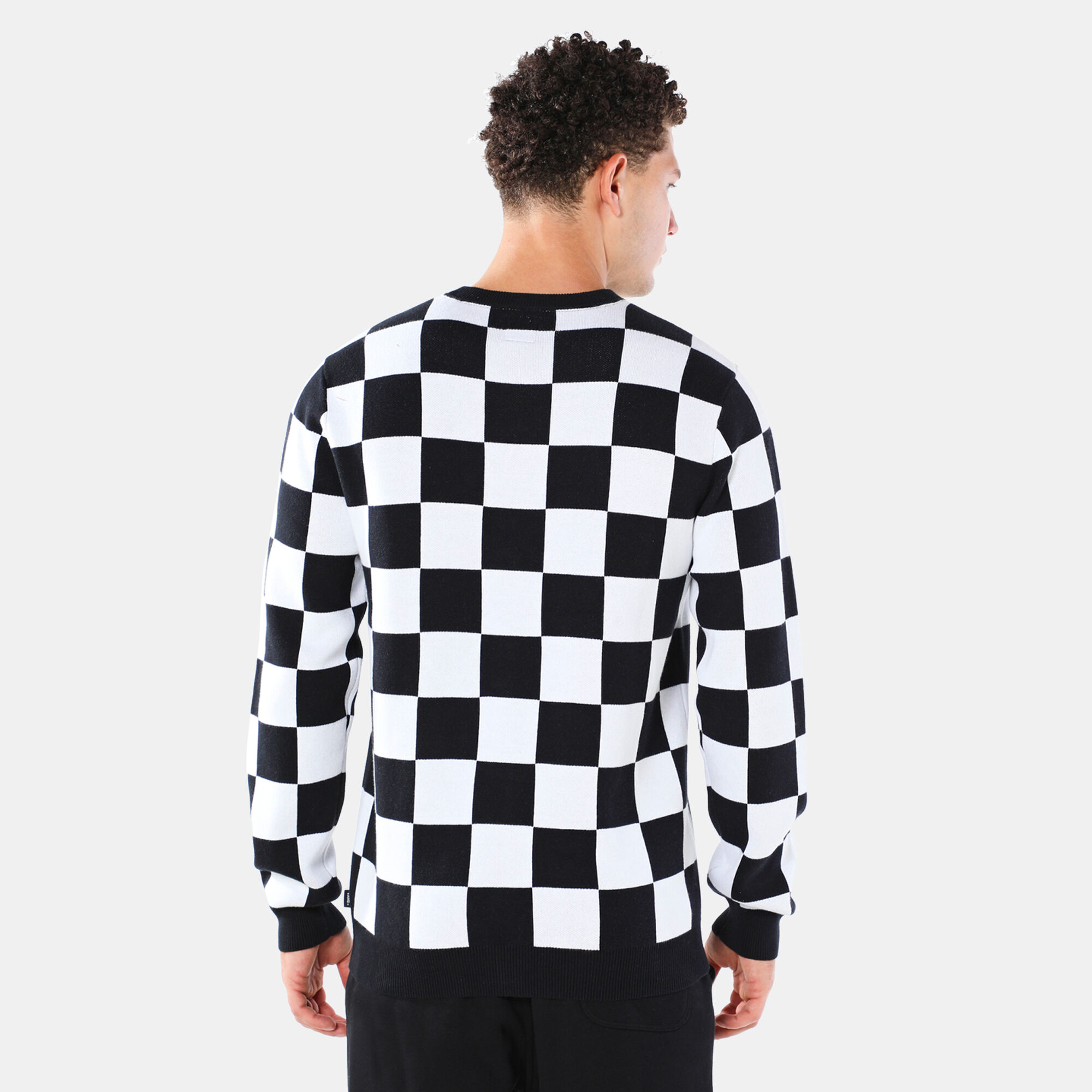 Black outlet checkered sweatshirt