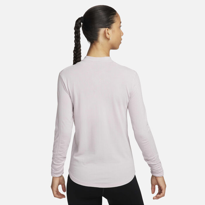 Nike Women's Swift Dri-FIT Mock-Neck Long-Sleeve Running Top Ivory image number 1