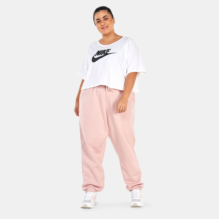 Nike Women's Sportswear Club Fleece Mid-Rise Oversized Track Pants (Plus Size) Pink image number 2