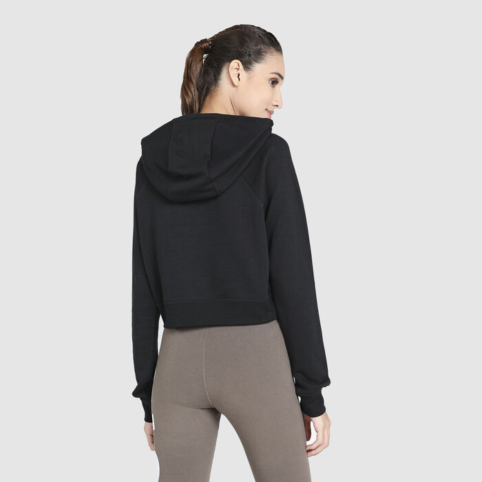 Nike Women's Sportswear Essential Cropped Hoodie Black image number 1