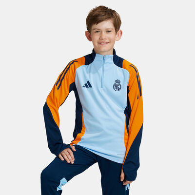 adidas Kids' Real Madrid Tiro 24 Competition 1/4-Zip Training Football Top Blue