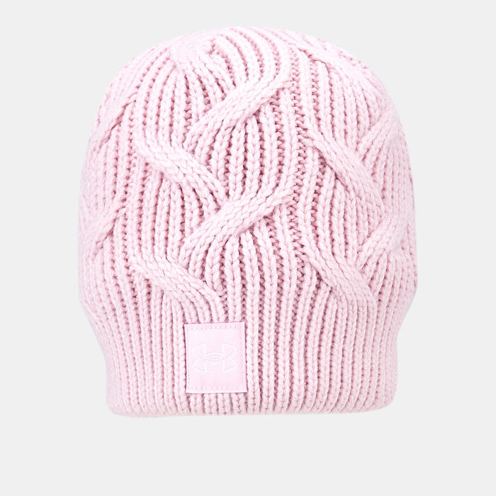 Under Armour Women's UA Halftime Cable Knit Beanie Pink Under Armour Women's UA Halftime Cable Knit Beanie Pink image number 0