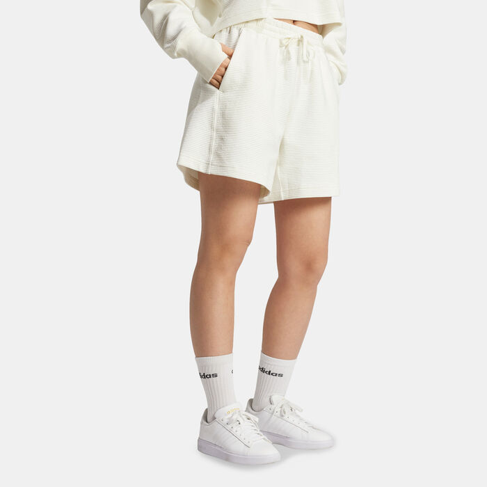 adidas Women's ALL SZN Ribbed Shorts White adidas Women's ALL SZN Ribbed Shorts White image number 2