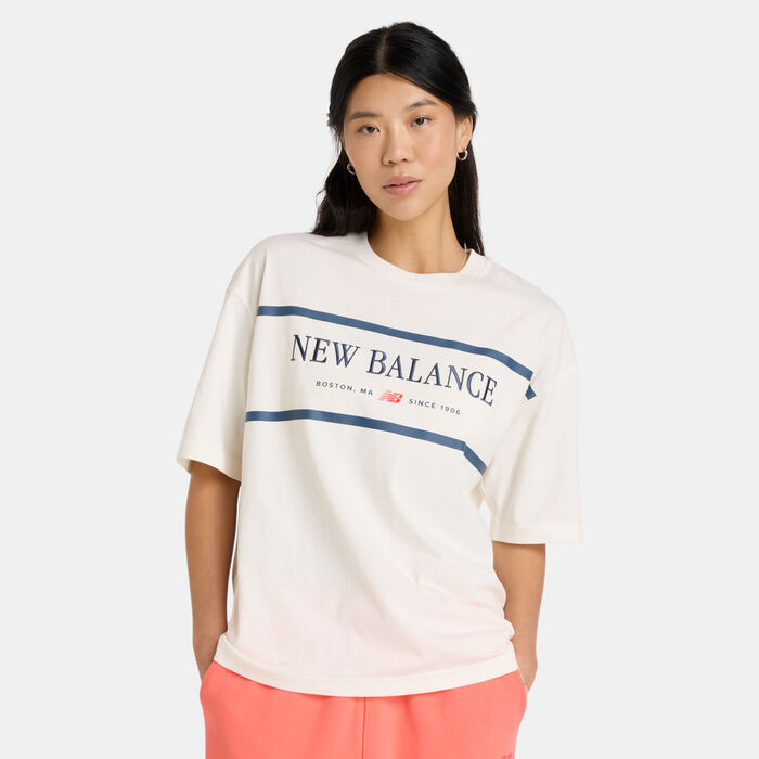 New Balance Women's Athletics Nautical T-Shirt White New Balance Women's Athletics Nautical T-Shirt White image number 0