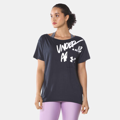 Under Armour Women's UA Oversized Graphic T-Shirt Black Under Armour Women's UA Oversized Graphic T-Shirt Black