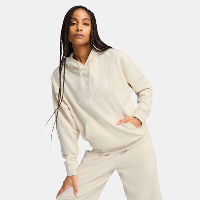 PUMA Women's Essential Script Comfort Hoodie Beige PUMA Women's Essential Script Comfort Hoodie Beige