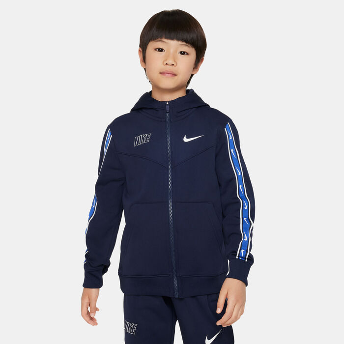 Nike Kids' Sportswear Repeat Full-Zip Hoodie (Older Kids) Blue Nike Kids' Sportswear Repeat Full-Zip Hoodie (Older Kids) Blue image number 0
