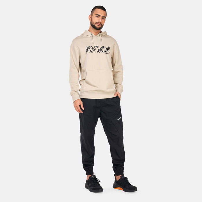 Timberland Men's Linear Logo Print T-Hoodie Beige image number 2