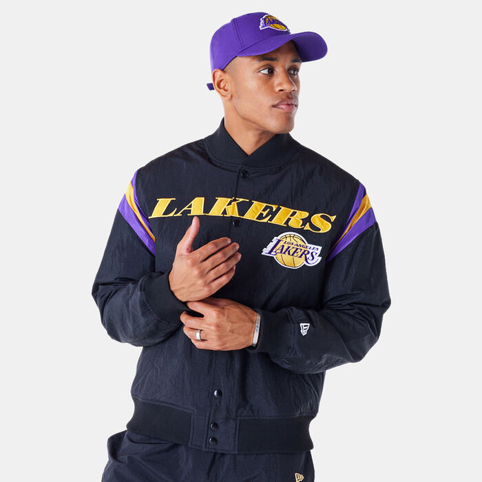 New Era Men's NBA LA Lakers Panel Bomber Jacket Black New Era Men's NBA LA Lakers Panel Bomber Jacket Black image number 0