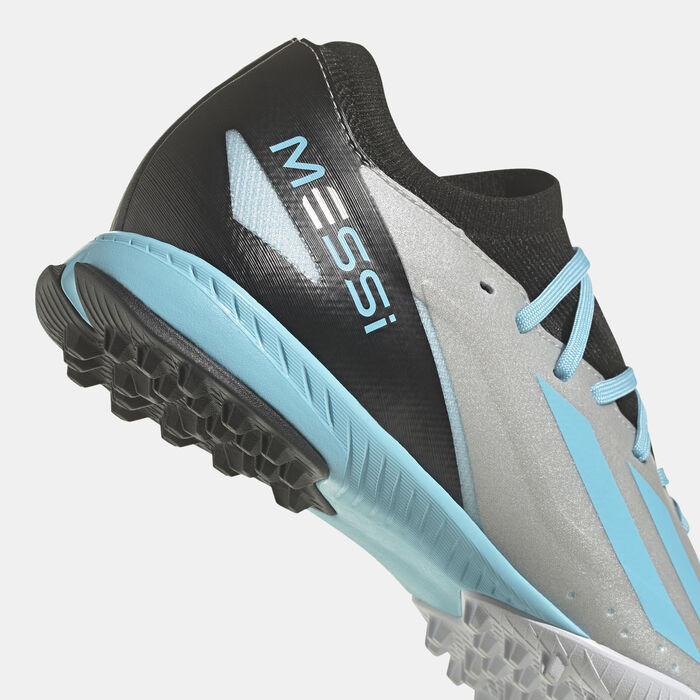 adidas Men's x Crazyfast Messi.3 Turf Ground Football Shoe Silver image number 4