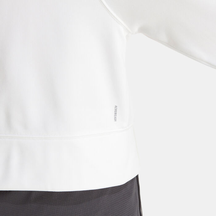 adidas Women's Game and Go Fleece Full-Zip Training Hoodie White adidas Women's Game and Go Fleece Full-Zip Training Hoodie White image number 4