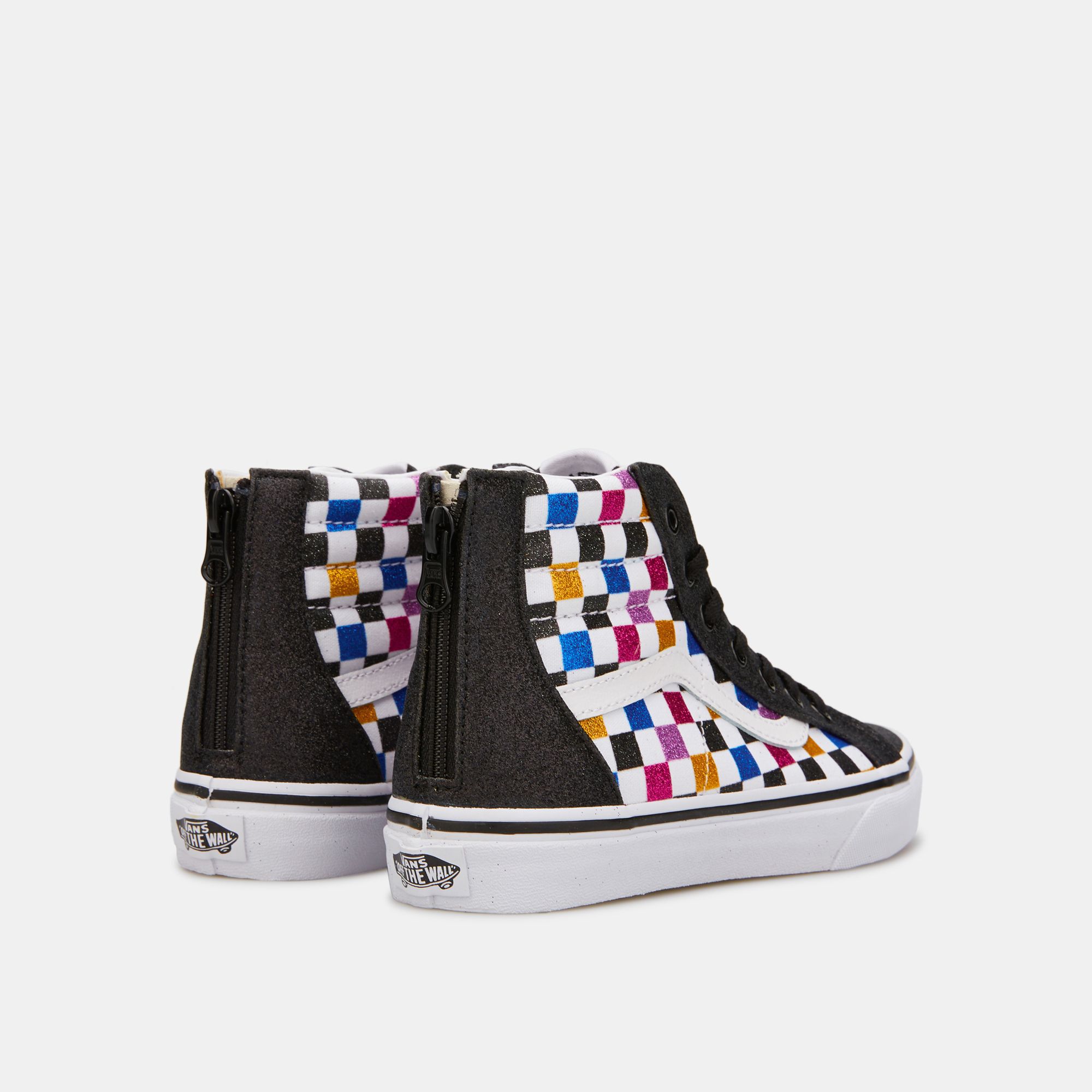 Kids glitter checkerboard vans outlet