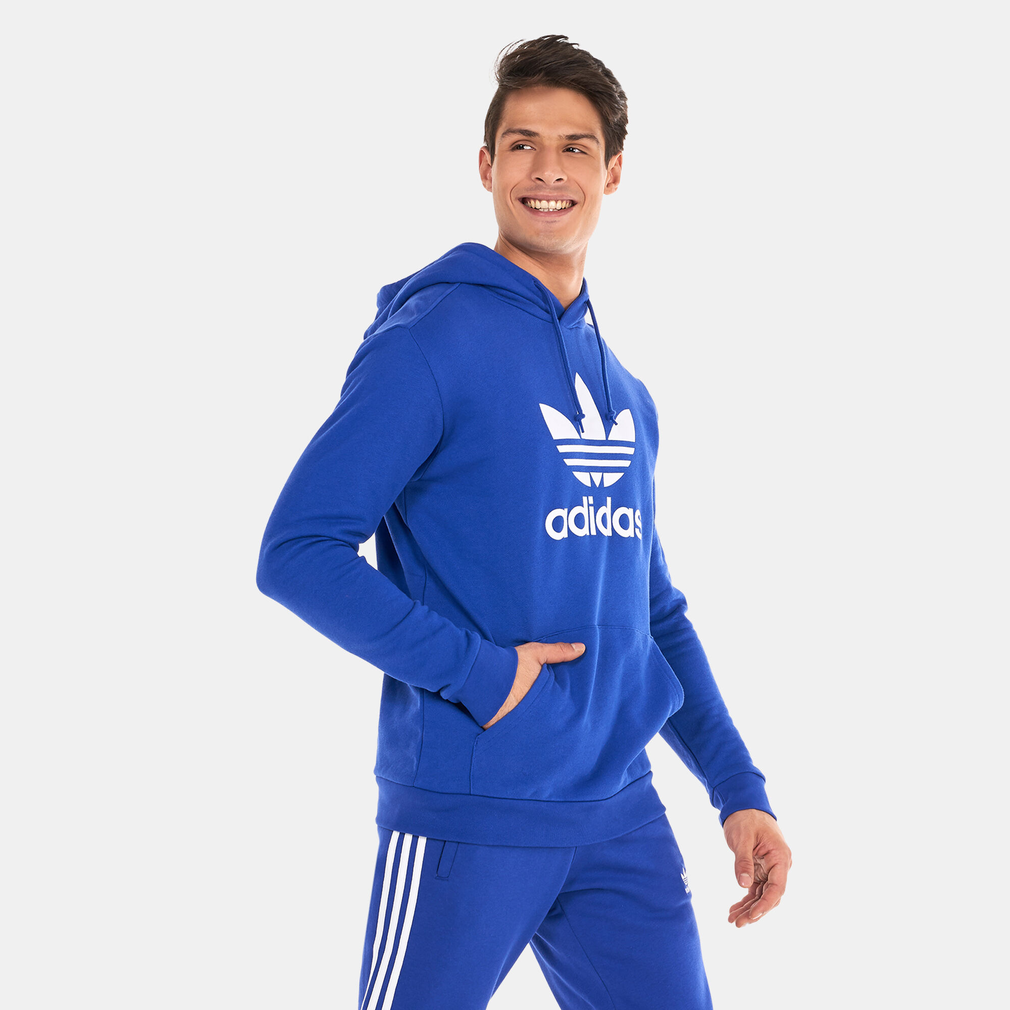 Blue adidas trefoil online hoodie