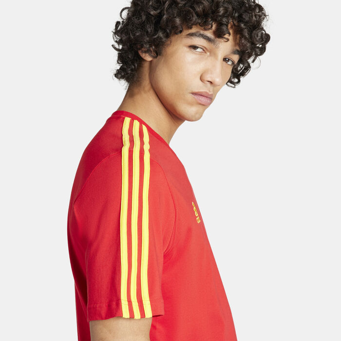 adidas Men's Spain DNA 3-Stripes T-Shirt Red adidas Men's Spain DNA 3-Stripes T-Shirt Red image number 4